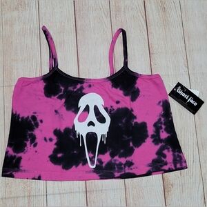 GhostFace Hot Pink Black Tie- Dye Cami Crop Top Grunge Gothic  XS